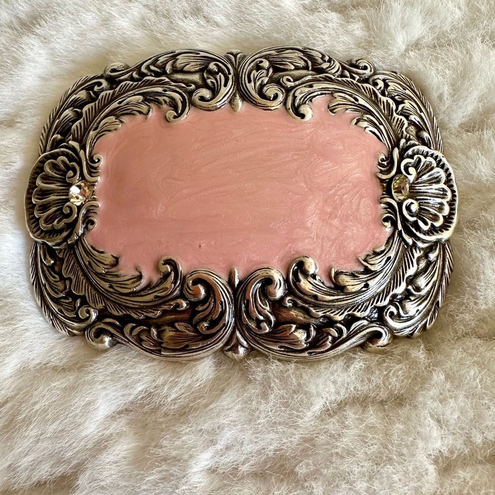 Belt buckle, Silver and Pink Mother of Pearl, NWOT